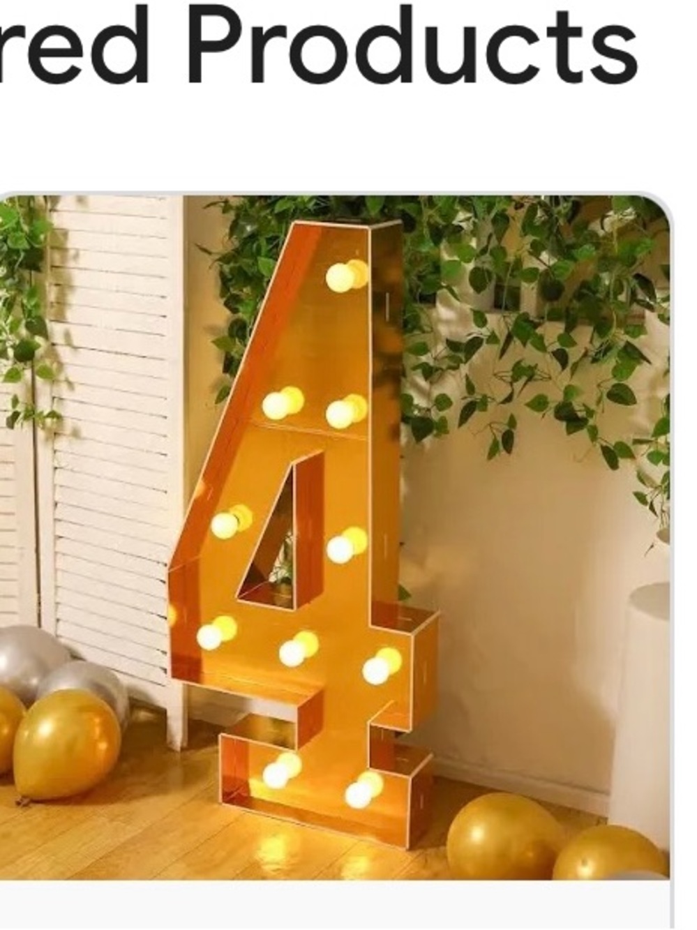 Gold/Black  Marquee Number 4 Light-Up Decoration - 2 ft
